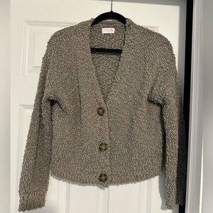 Pink Lily Gray Textured Knit Cardigan